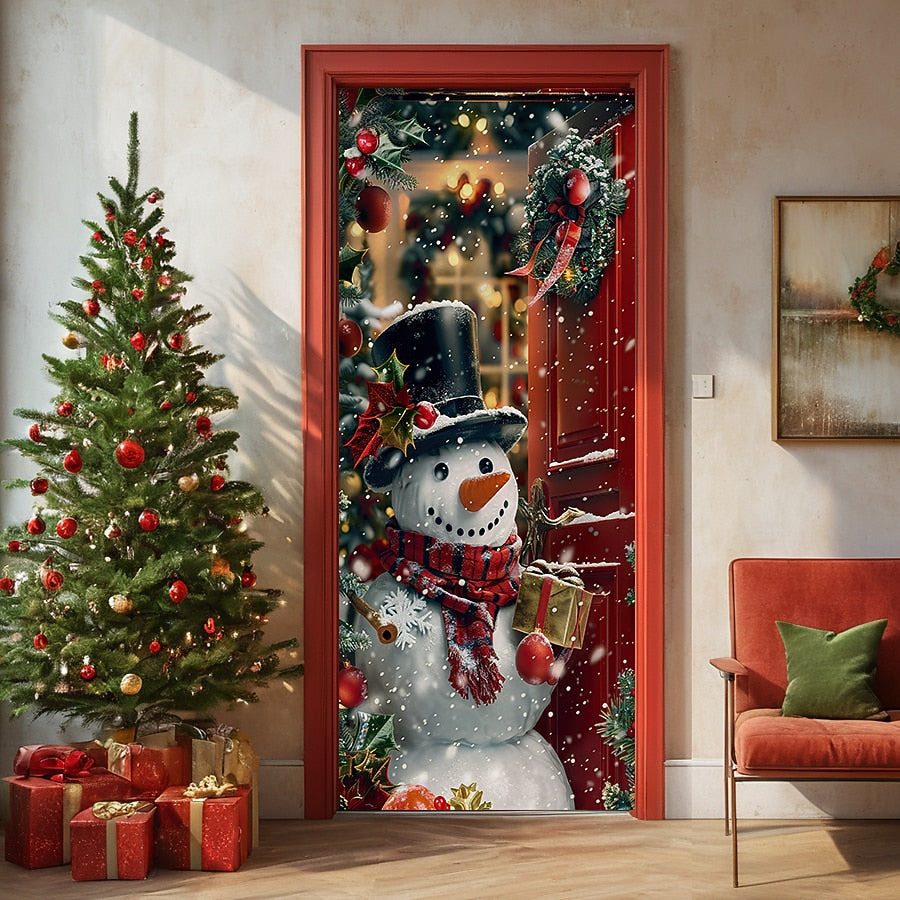 Snowman Christmas Door Cover