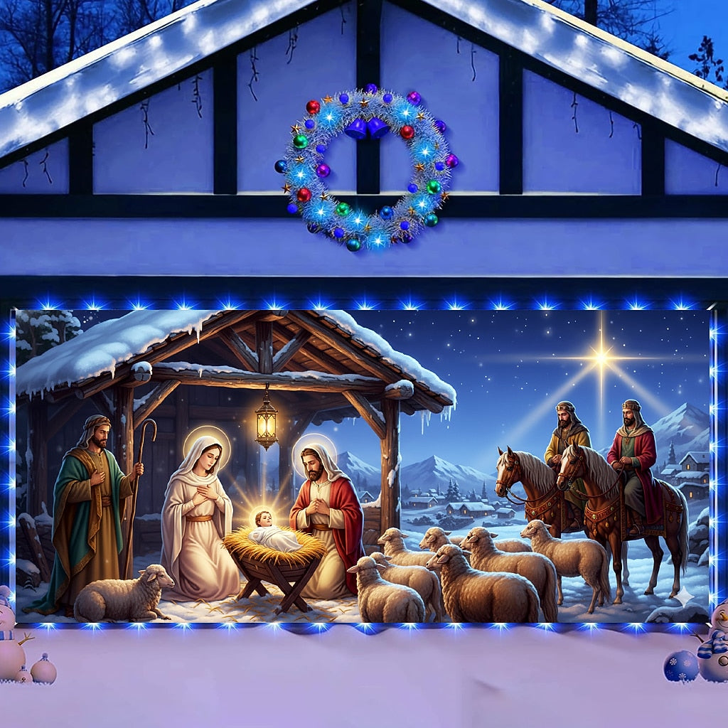 Nativity Christmas Garage Door Cover