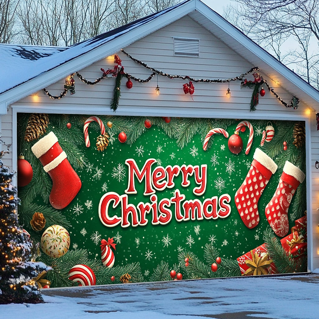 Christmas Stockings Garage Door Cover
