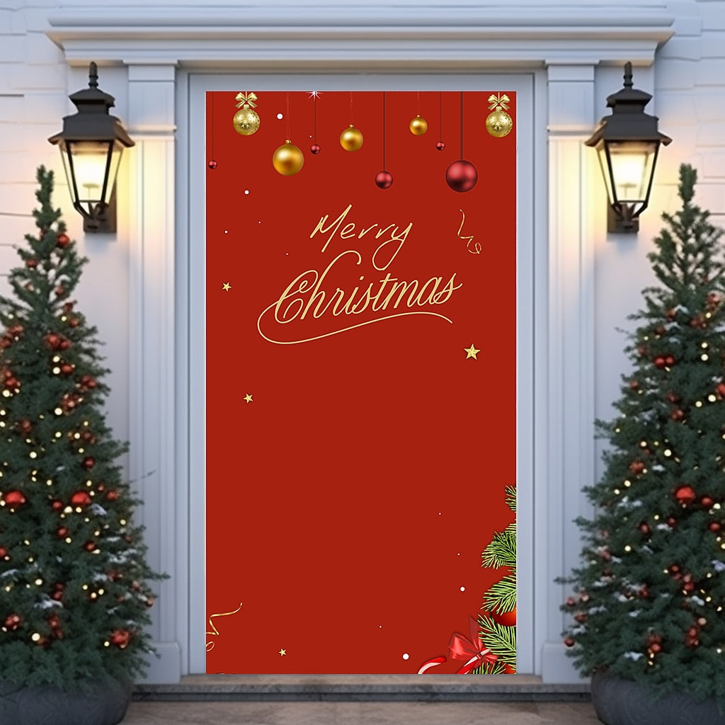 Festive Ornaments Christmas Door Cover