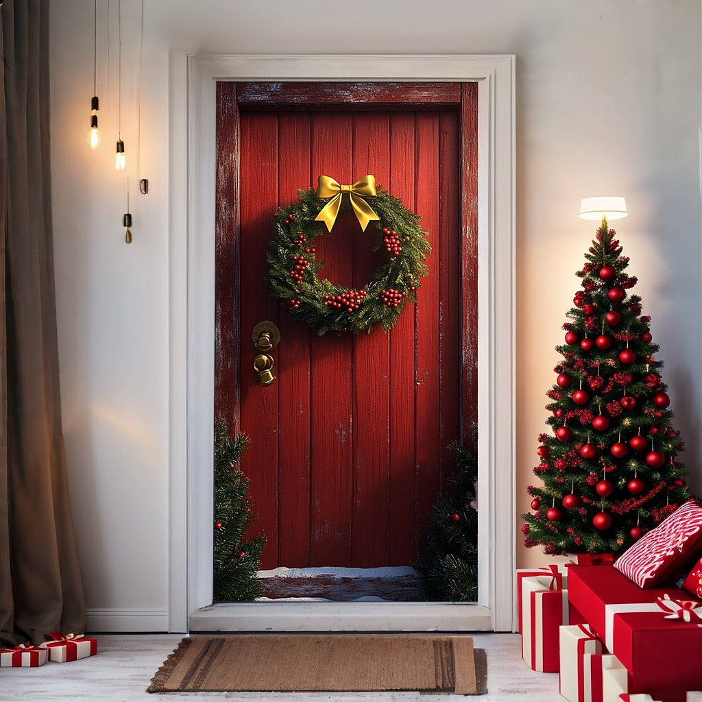 Festive Deer Christmas Door Cover