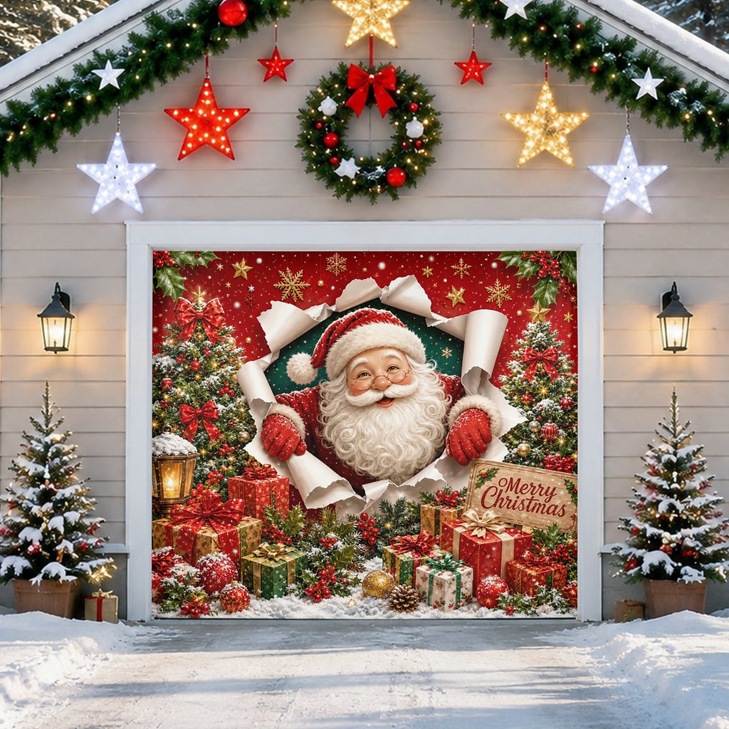 Santa with Gifts Garage Door Cover