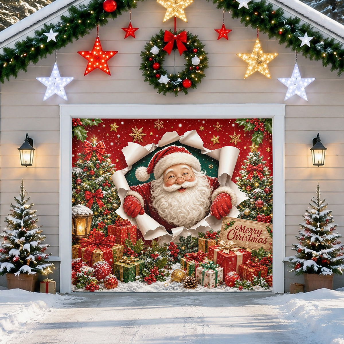 Santa with Gifts Garage Door Cover