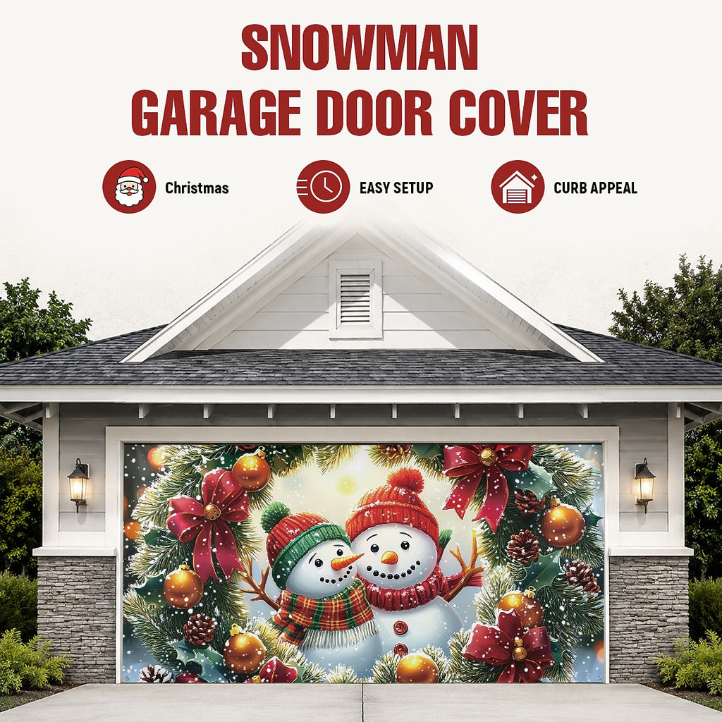 Snowman Christmas Garage Door Cover