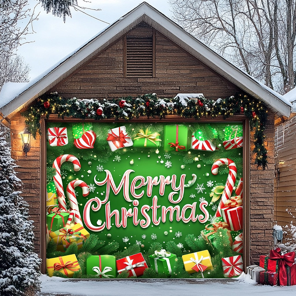 Merry Christmas Garage Door Cover