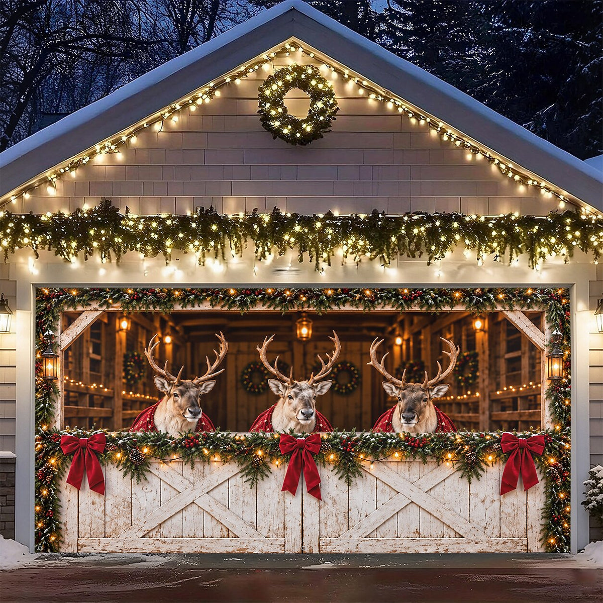 3D Breaking Santa Christmas Garage Banner