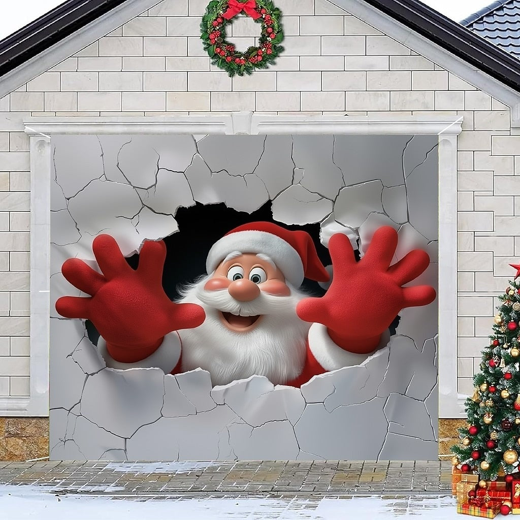 Santa Breakthrough Garage Door Cover