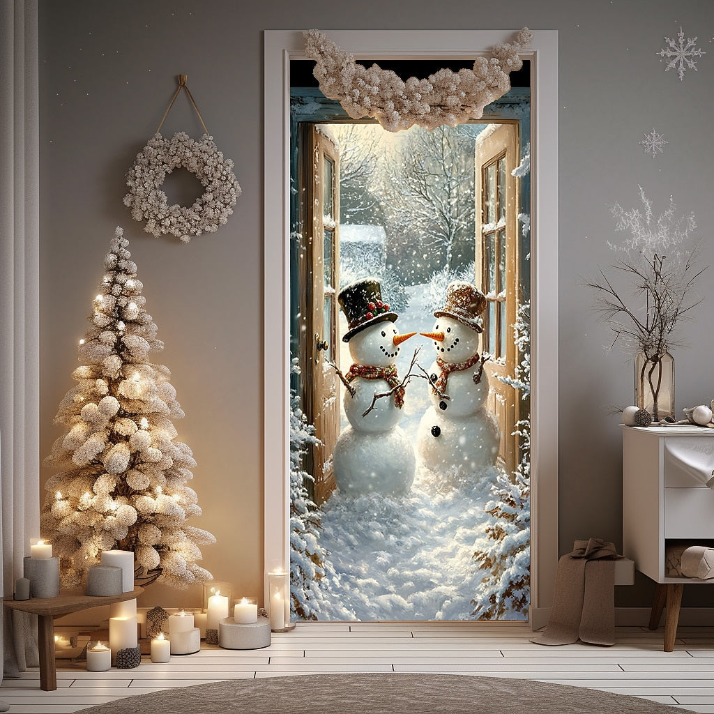 Snowman Christmas Door Cover