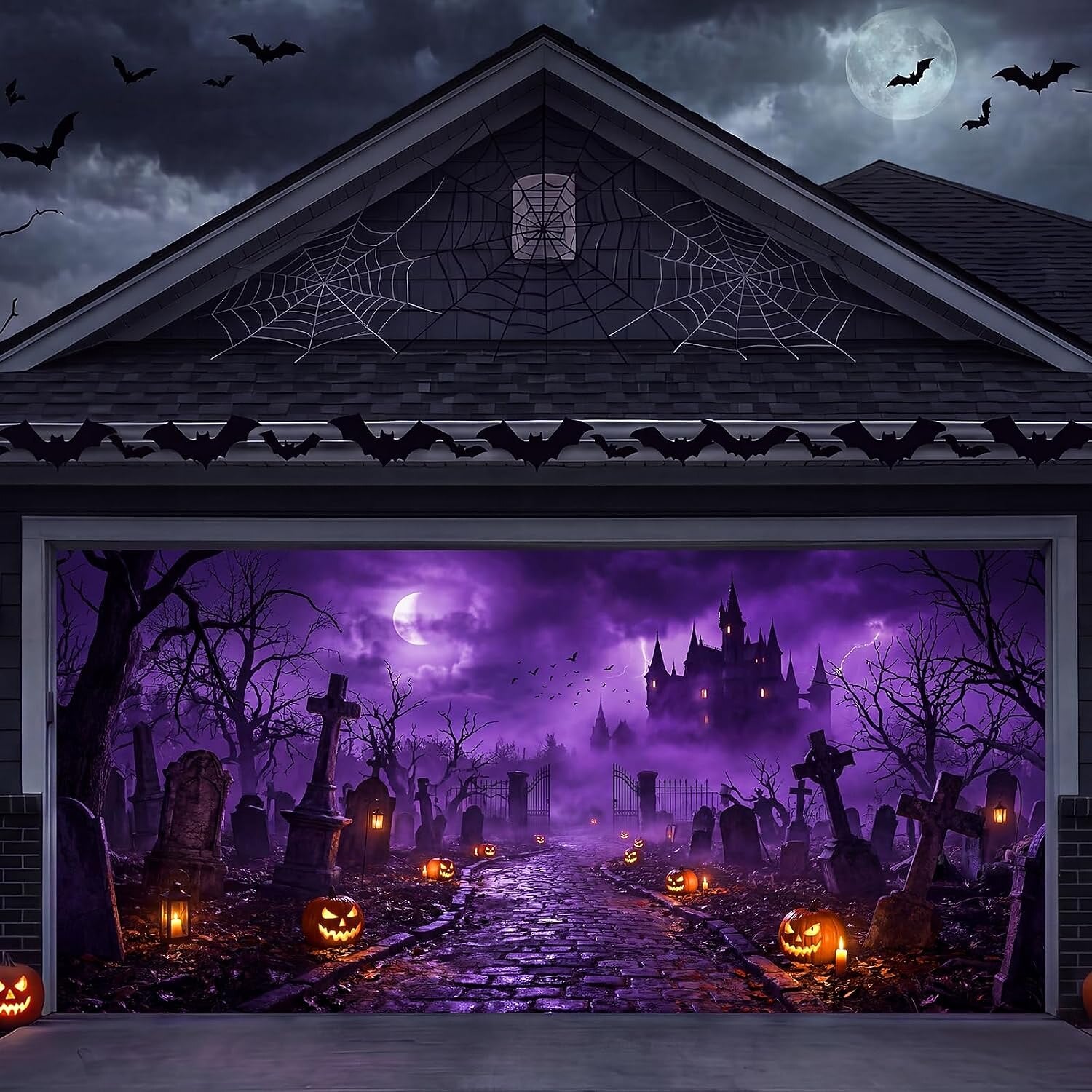 Halloween Haunted Graveyard Garage Door Cover