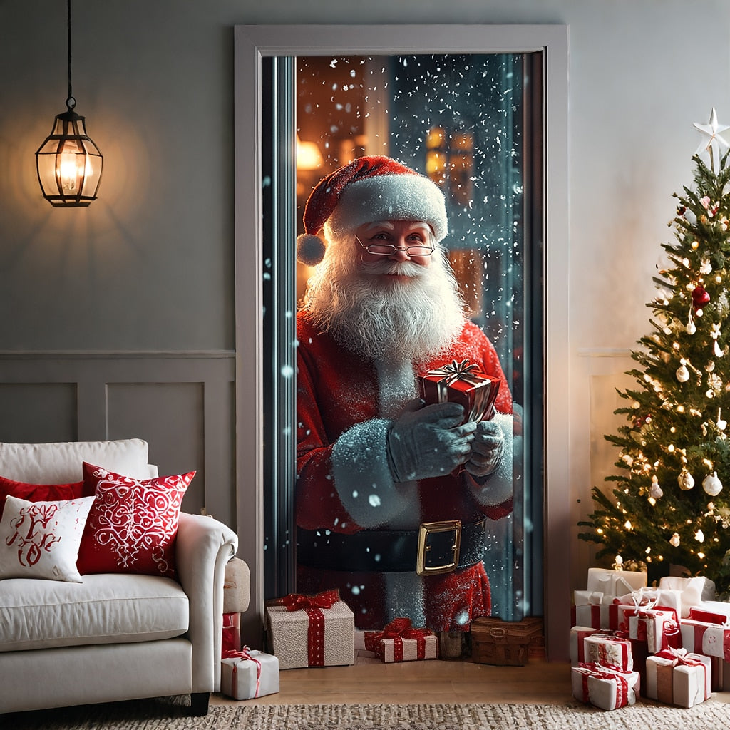 Santa Standing Christmas Door Cover