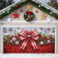Red Bow & Ornaments Garage Door Cover