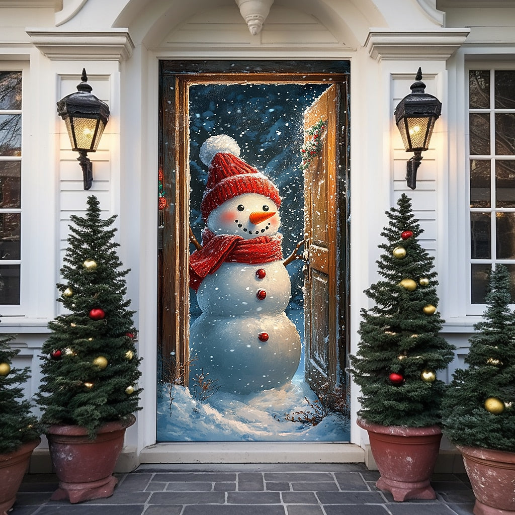 Snowman Christmas Door Cover