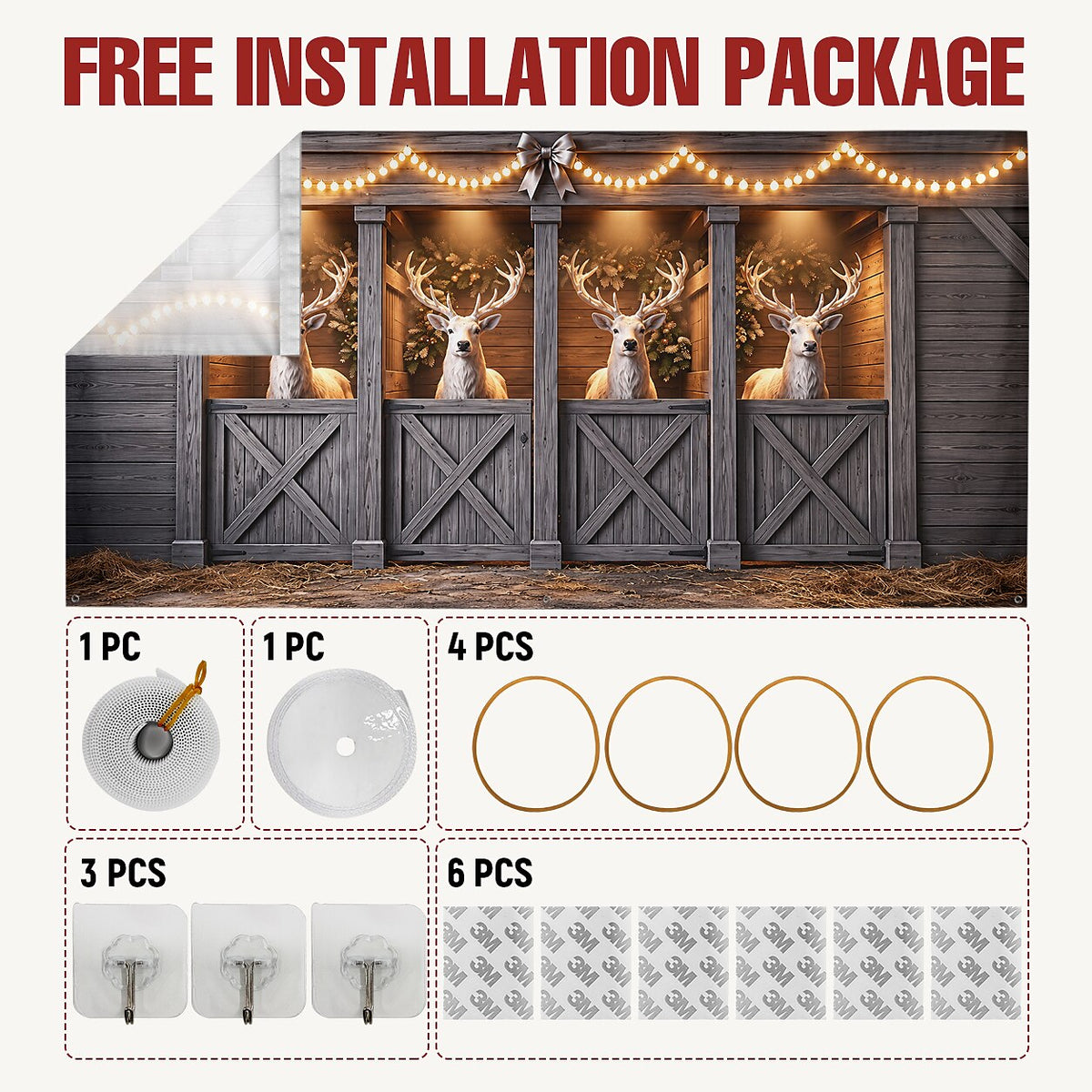 Christmas Garage Cover 3D Reindeer Barn Design
