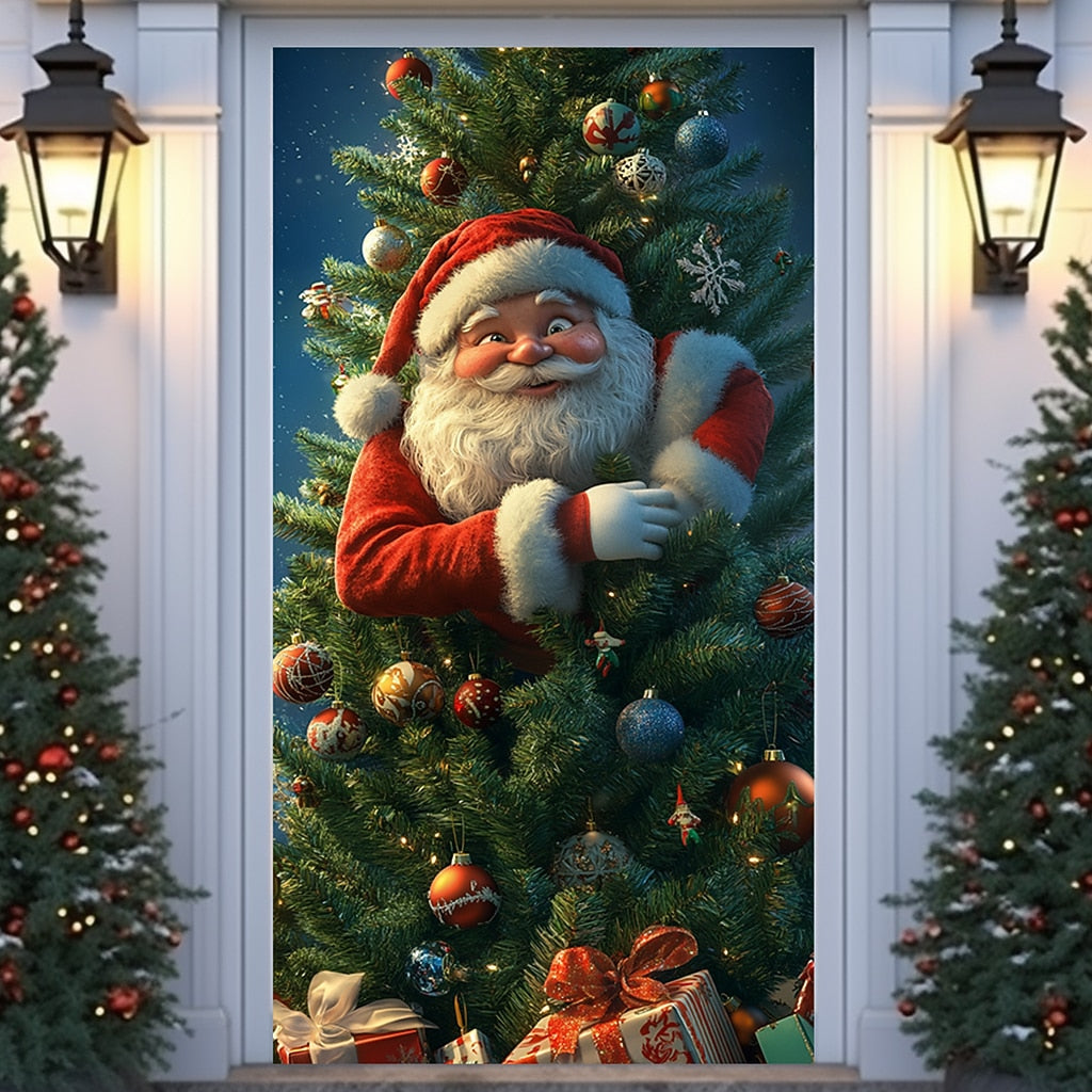 Santa Claus with Gifts Christmas Door Cover