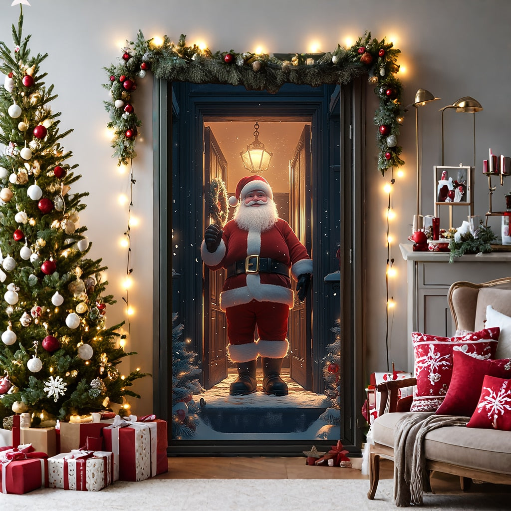 Santa Standing Christmas Door Cover