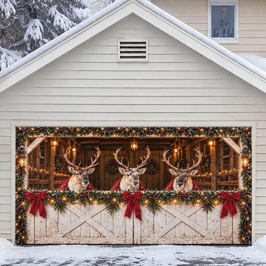 3D Breaking Santa Christmas Garage Banner