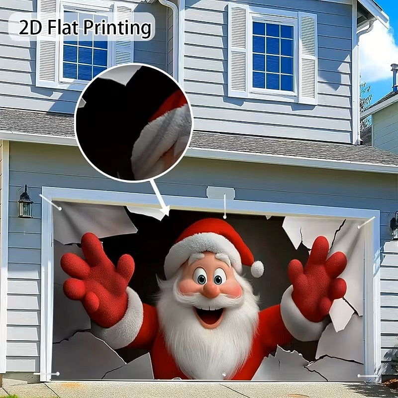 Santa Breakthrough Garage Door Cover
