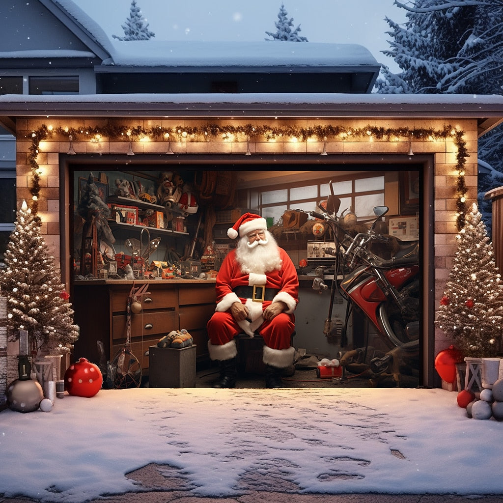 Santa & Snowman Garage Door Cover