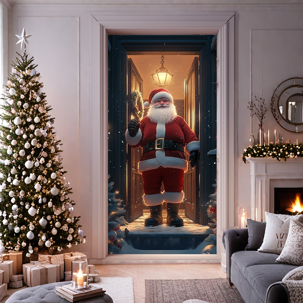 Santa Standing Christmas Door Cover