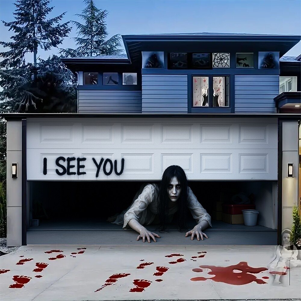 Giant Spider Pumpkin Halloween Garage Door Cover