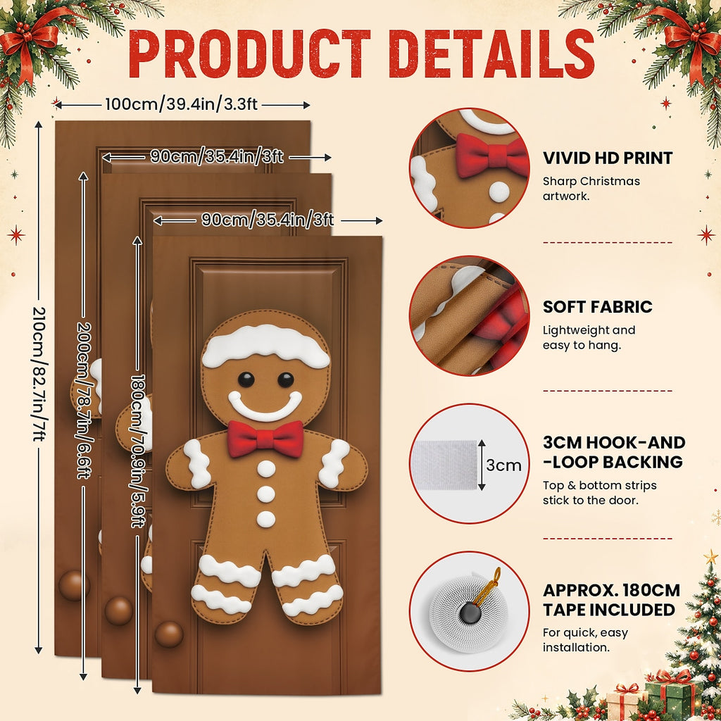 Santa Breaking Through Wall Christmas Door Cover