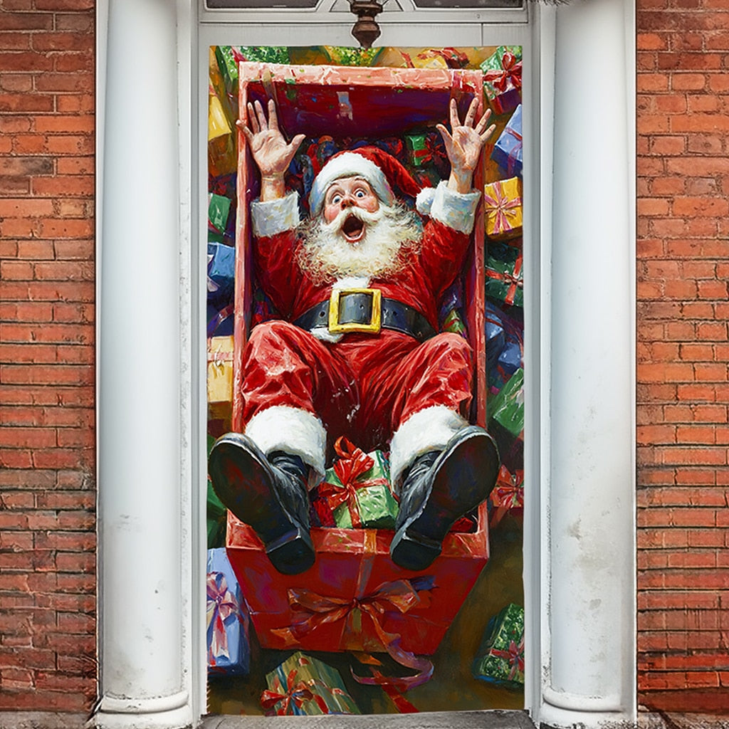 Santa Claus with Gifts Christmas Door Cover