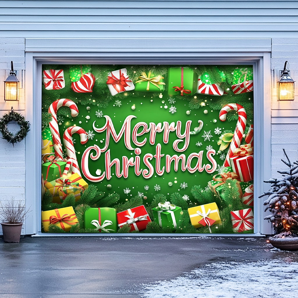 Merry Christmas Garage Door Cover