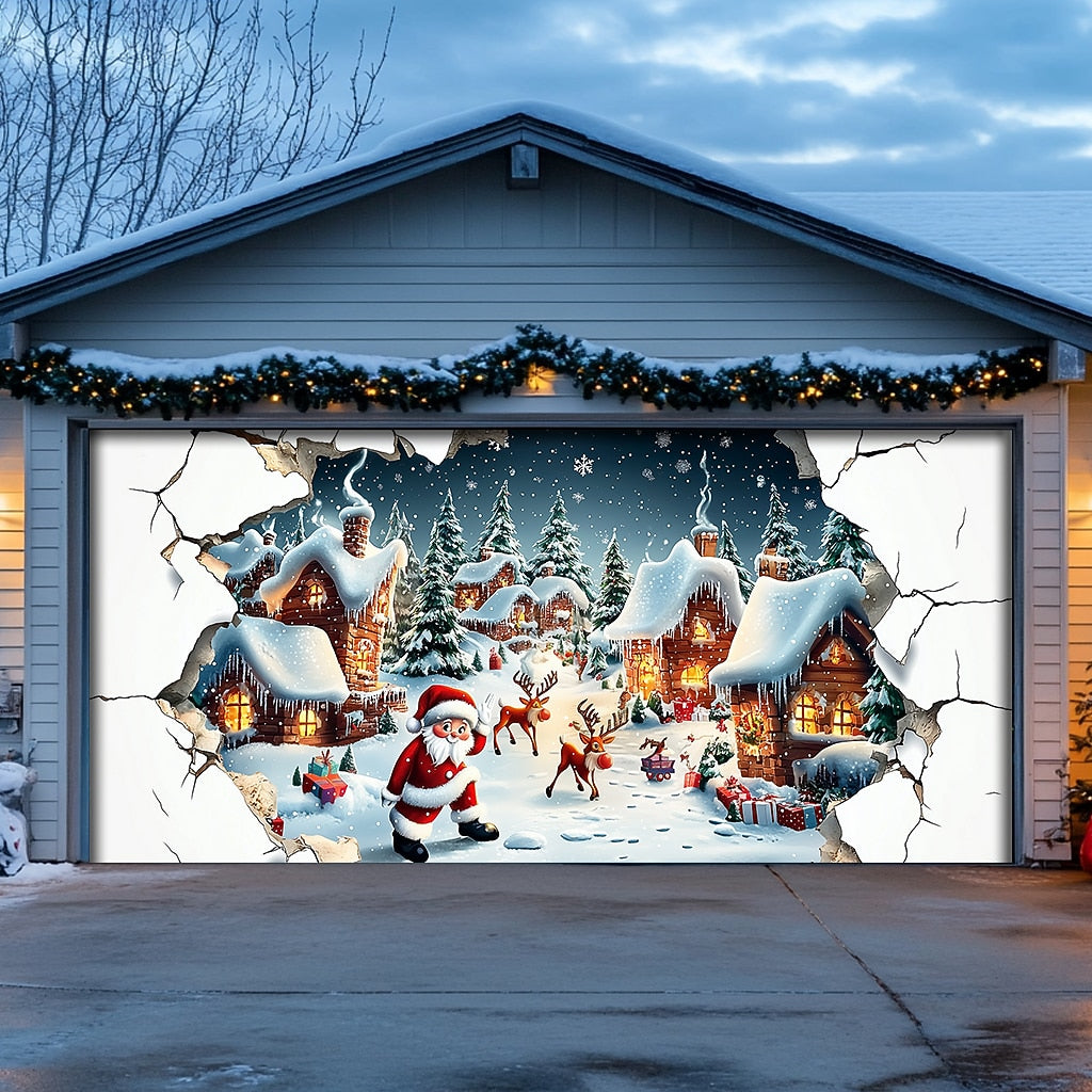 Christmas Gnomes & Elves Garage Door Cover