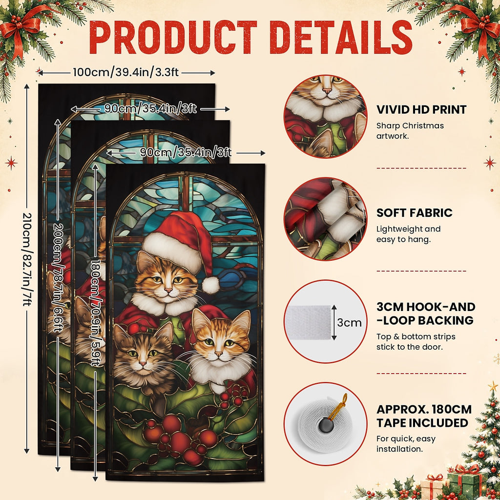 Cute Raccoons with Santa Hats & Gifts Christmas Door Cover