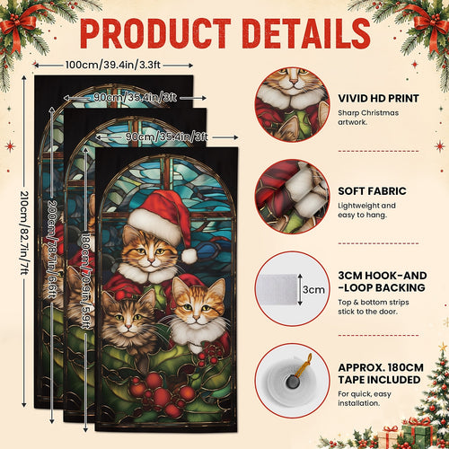 Cute Raccoons with Santa Hats & Gifts Christmas Door Cover
