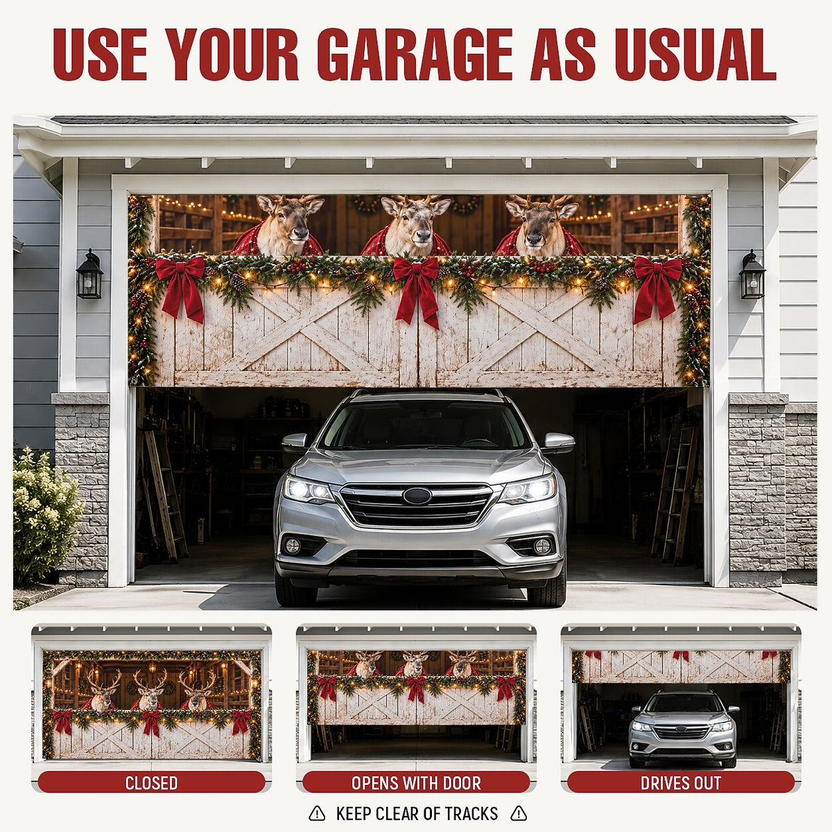 3D Breaking Santa Christmas Garage Banner