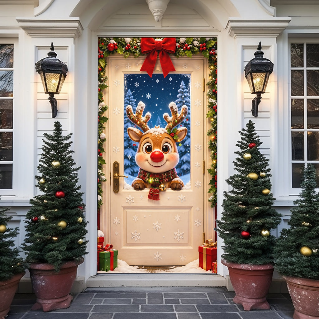Cute Cartoon Animals Christmas Door Cover
