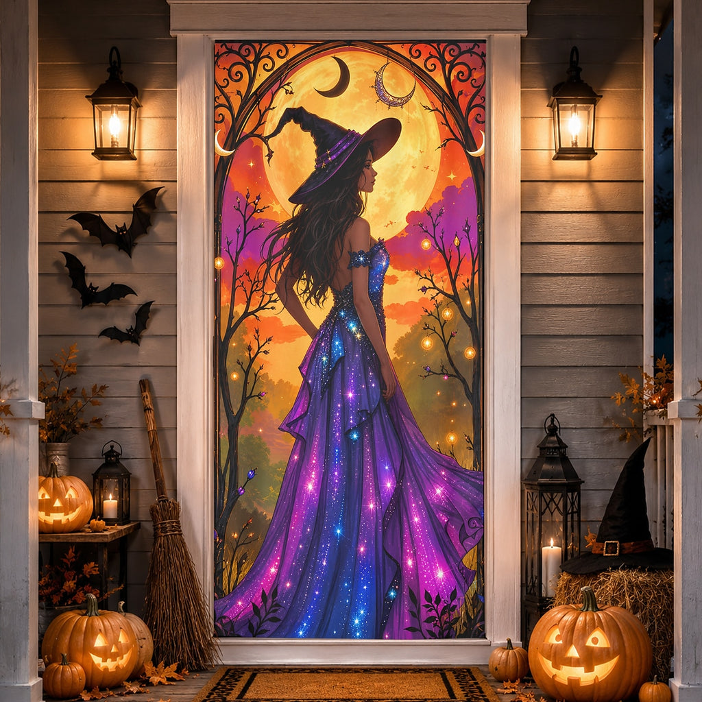 Skeleton Banner Halloween Door Cover Gothic Witch Haunted Castle Full