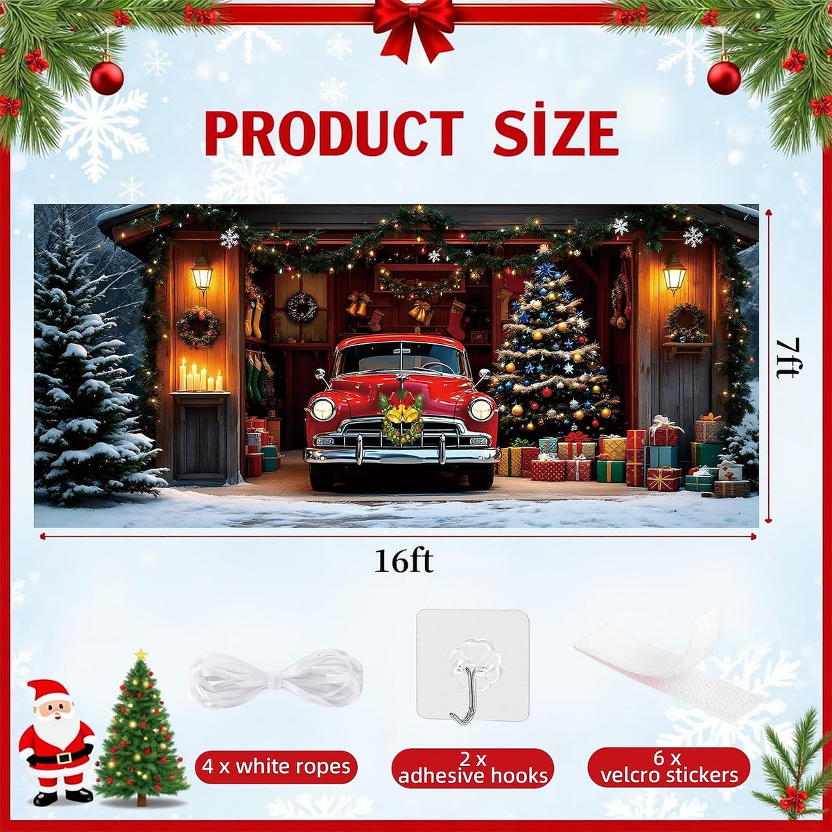 Santa Christmas House Garage Door Cover