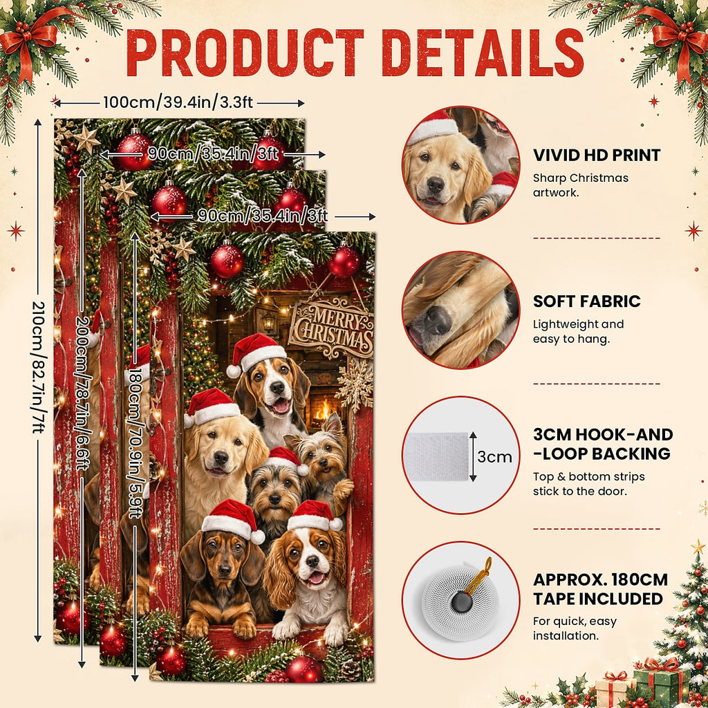 Cute Puppies Christmas Door Cover