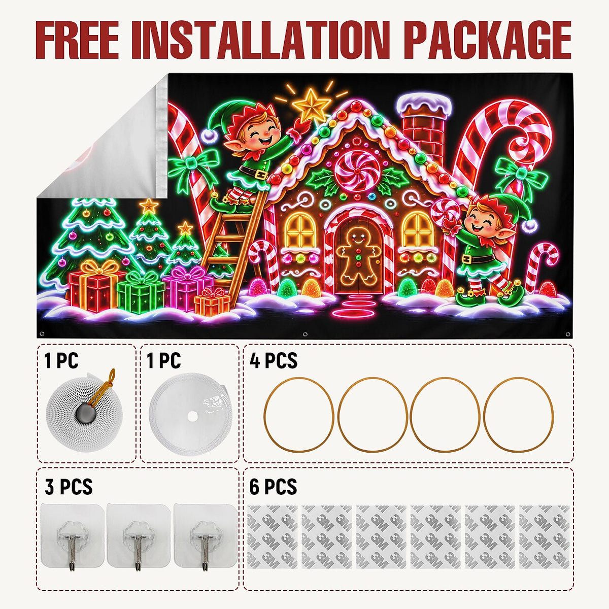 Blacklight Christmas Garage Cover UV Reactive Christmas Village & Tree