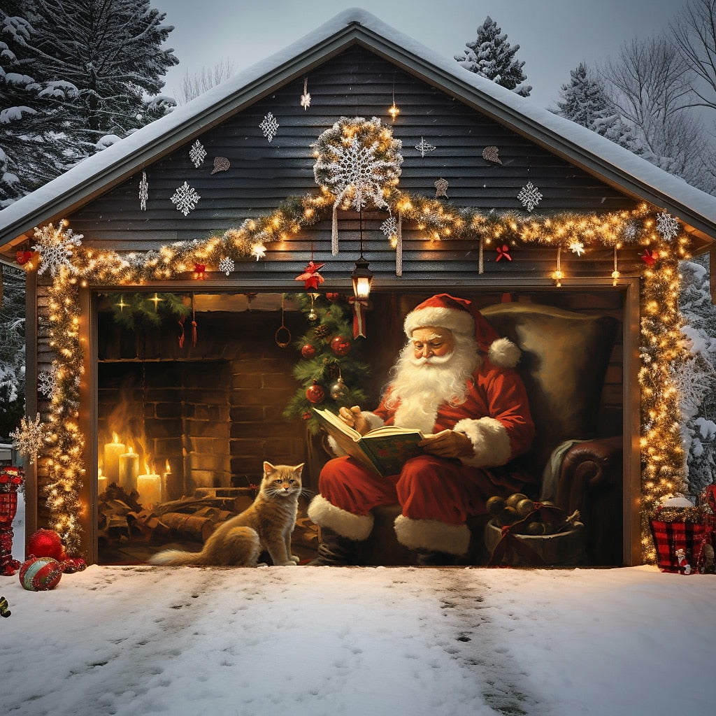Santa & Snowman Garage Door Cover