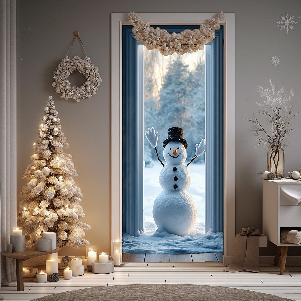 Snowman Christmas Door Cover