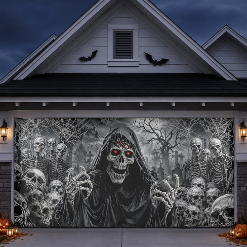 Burning Skeleton Garage Door Cover