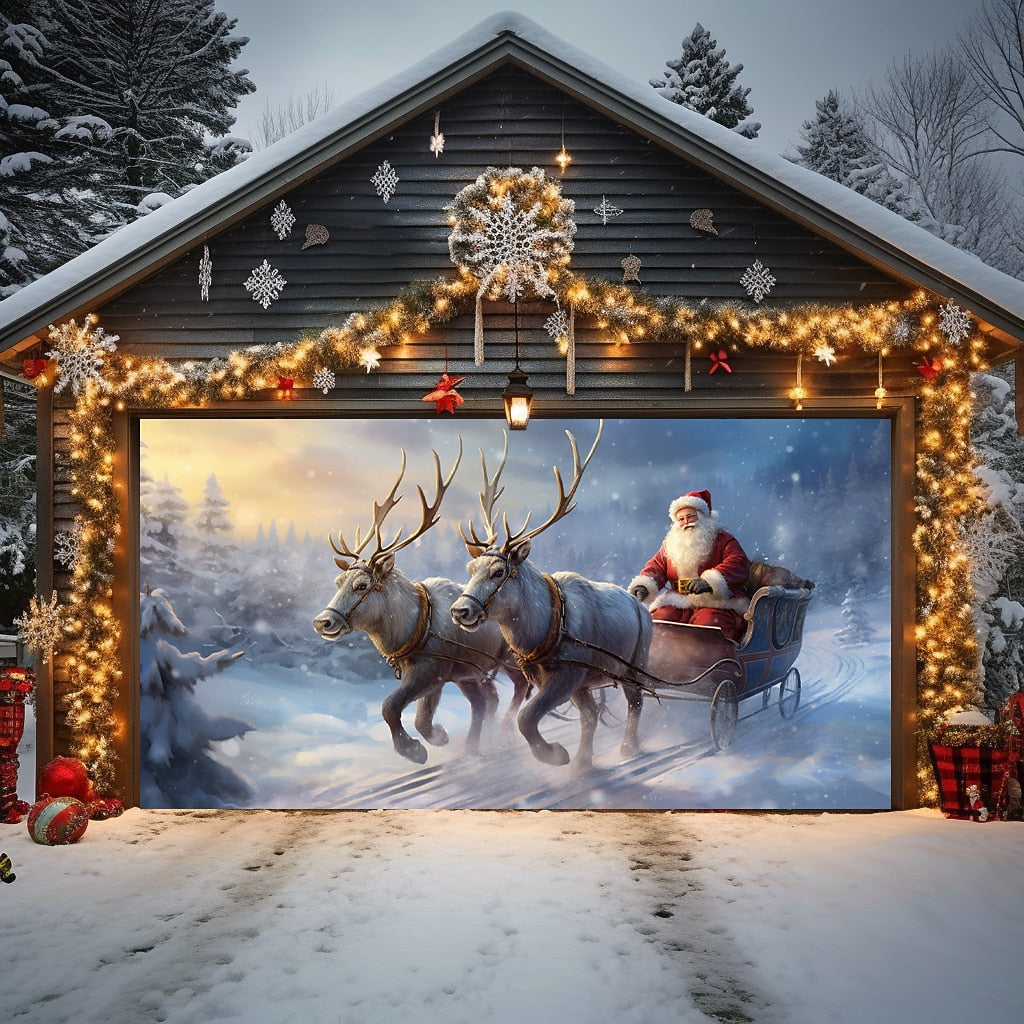 Santa & Snowman Garage Door Cover
