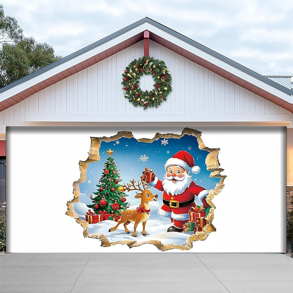 Santa Reindeer & Gifts Garage Door Cover