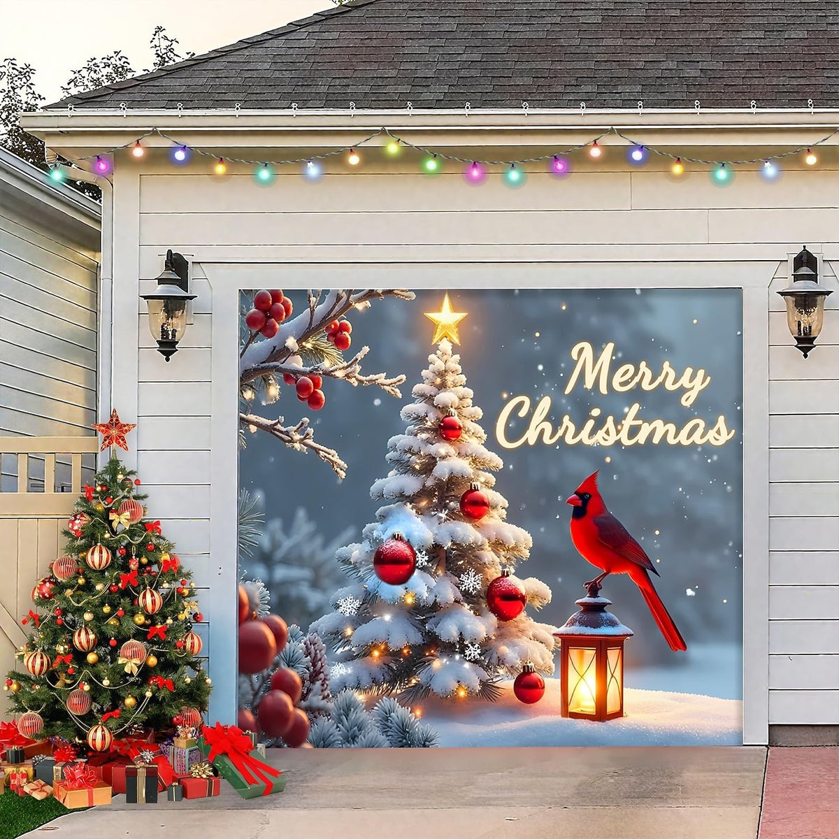 Christmas Cardinal Garage Door Cover