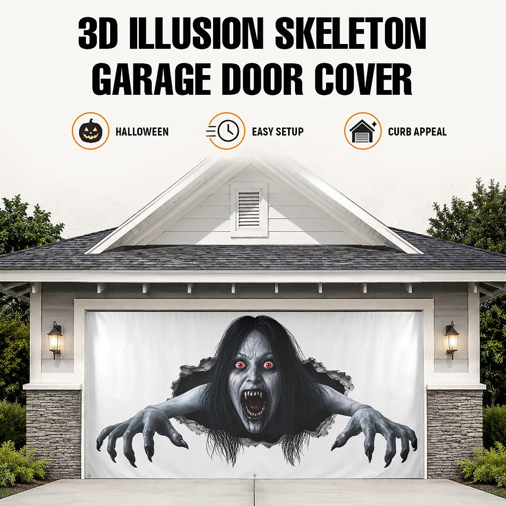 Halloween Creepy Ghost Woman Garage Door Cover