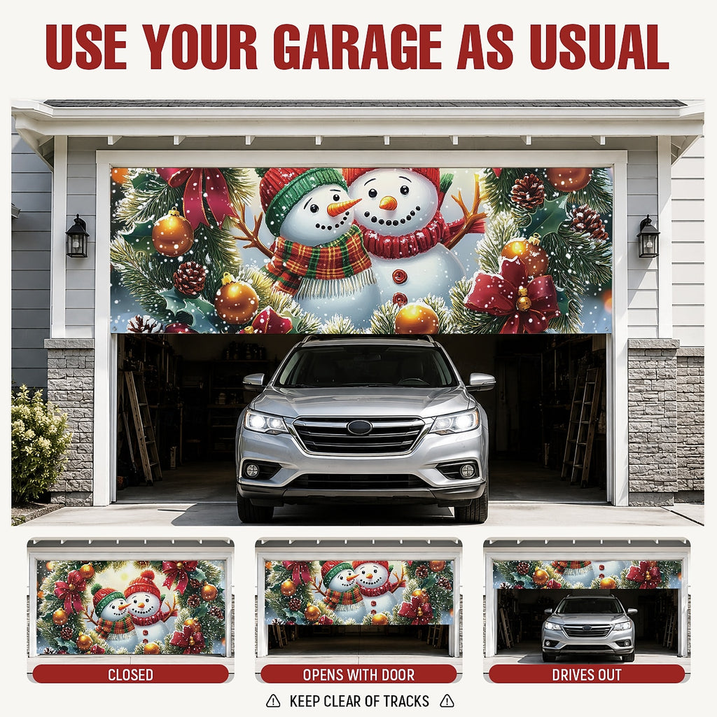 Snowman Christmas Garage Door Cover