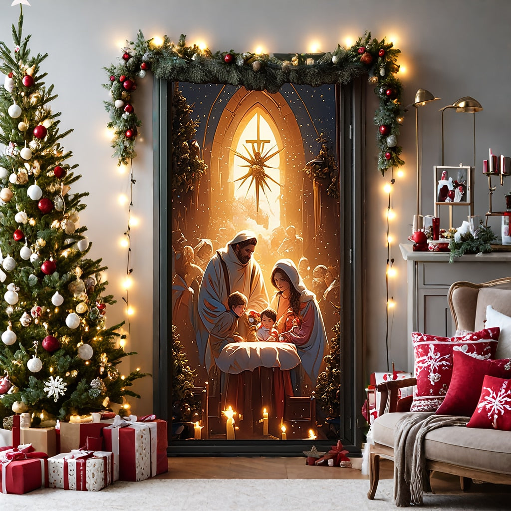 Nativity Scene Christmas Door Cover